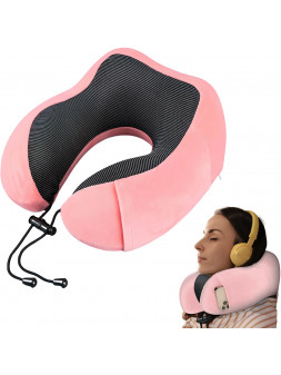 Poduszka podróżna welurowa Memory Foam Róż