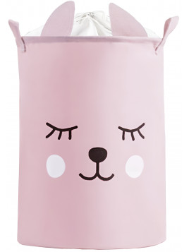 Kosz z uszami na zabawki dla dziewczynki - róż