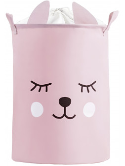 Kosz z uszami na zabawki dla dziewczynki - róż