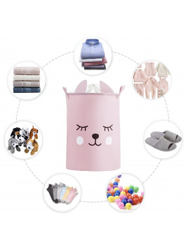 Kosz z uszami na zabawki dla dziewczynki - róż