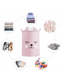 Kosz z uszami na zabawki dla dziewczynki - róż