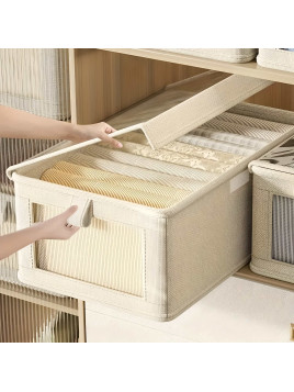 Zamykany Organizer na Ubrania Beżowy do Szafy oraz garderoby