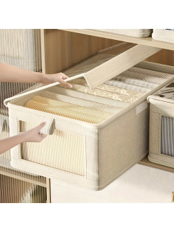 Zamykany Organizer na Ubrania Beżowy do Szafy oraz garderoby