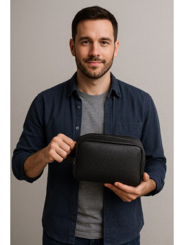 Kosmetyczka Męska Skórzana Podróżna Pojemny Kuferek Organizer Na Kosmetyki